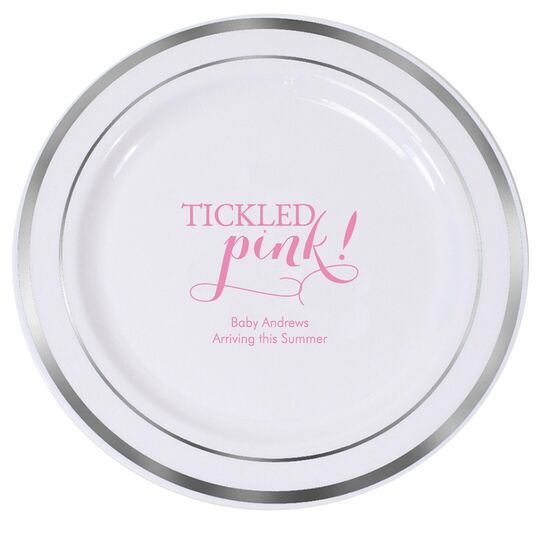Tickled Pink Premium Banded Plastic Plates